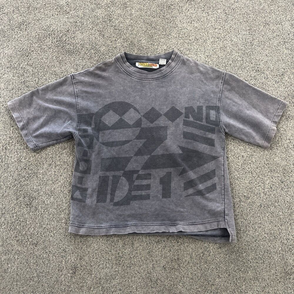 Vintage 80s Street Scenes No Problem Oversized Skate Surf Gray T-Shirt - Medium